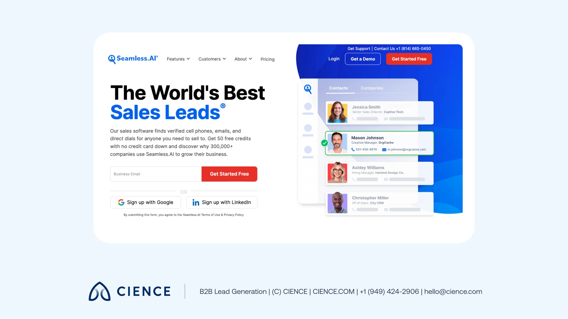 Seamless.ai real-time B2B contact search with AI verification across 157 million companies